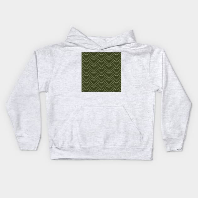 Waves (Olive Green) Kids Hoodie by summer-sun-art